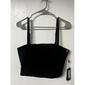 11 HONORE CROP TANKTOP WOMEN PLUS SIZE 1 BLACK Plus Size Crop Top Stretchy